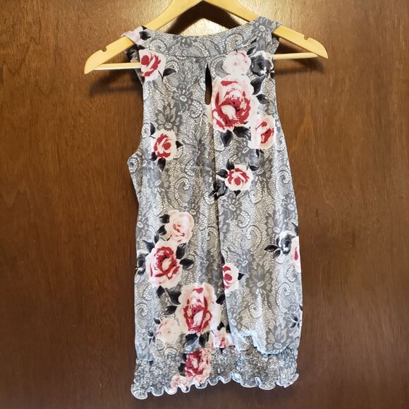 Maurices Rose and Lace Print Beaded Sleeveless Blouse - Picture 5 of 7